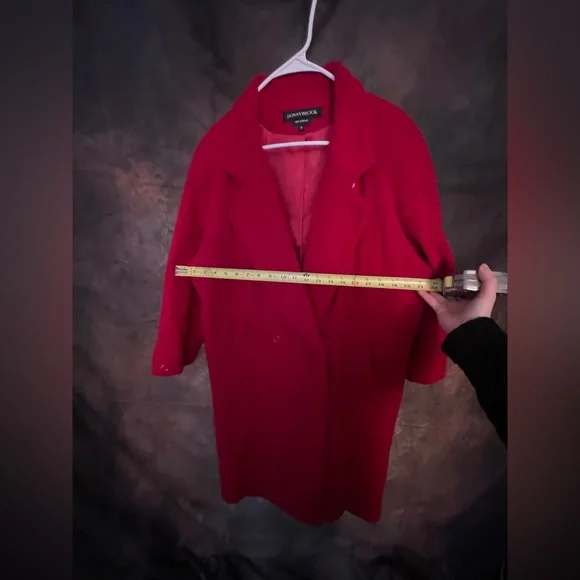 Vintage Long Red Double-Breasted Coat - Picture 7 of 11